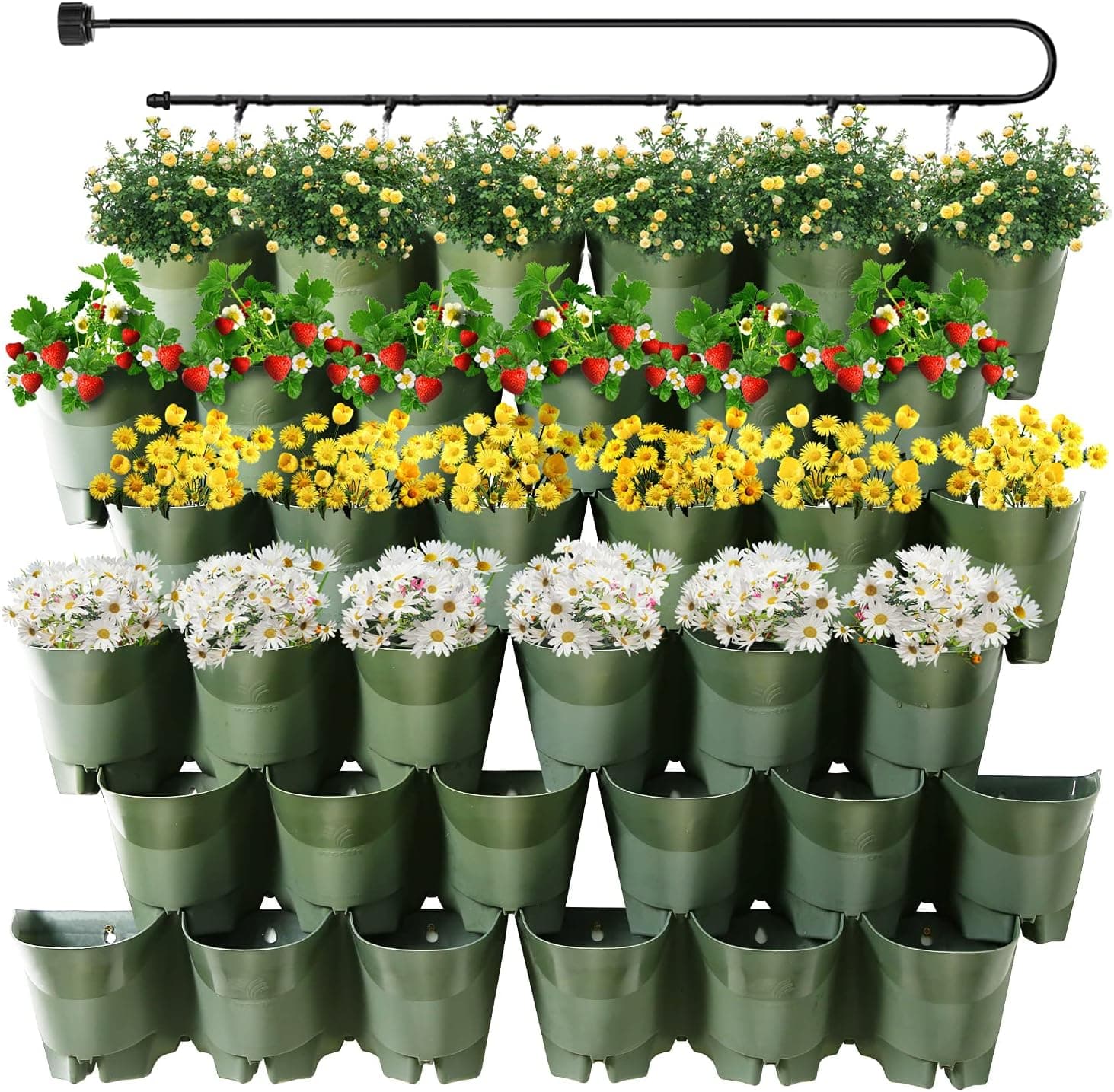 Worth Garden 36 Pockets Self Watering Vertical Planters, Wall Mounted with Dripping Irrigation Kit