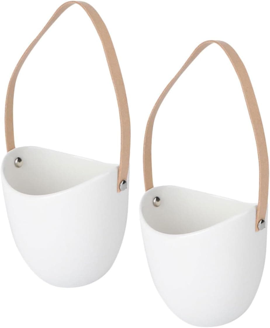 Palais Essentials Wall Hanging Planter, Ceramic Plant Pots with Hanger, Indoor/Outdoor